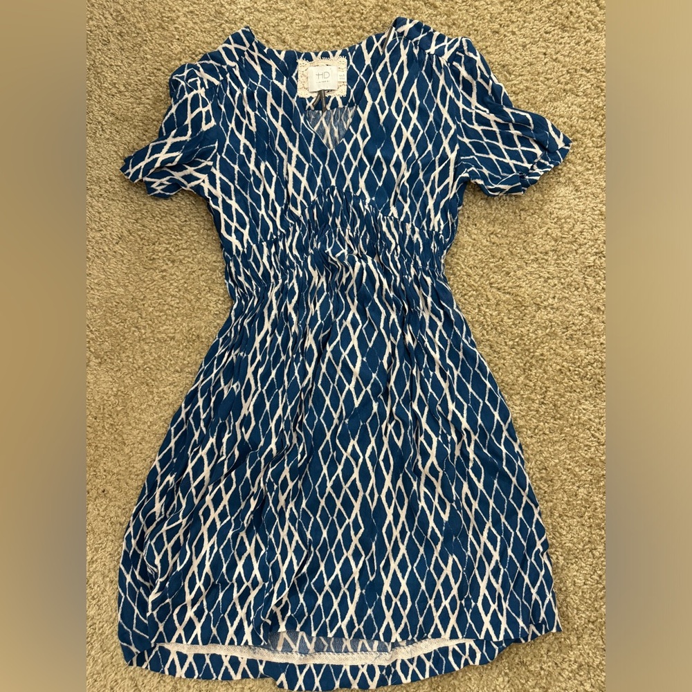 Blue and White Patterned Women's Dress